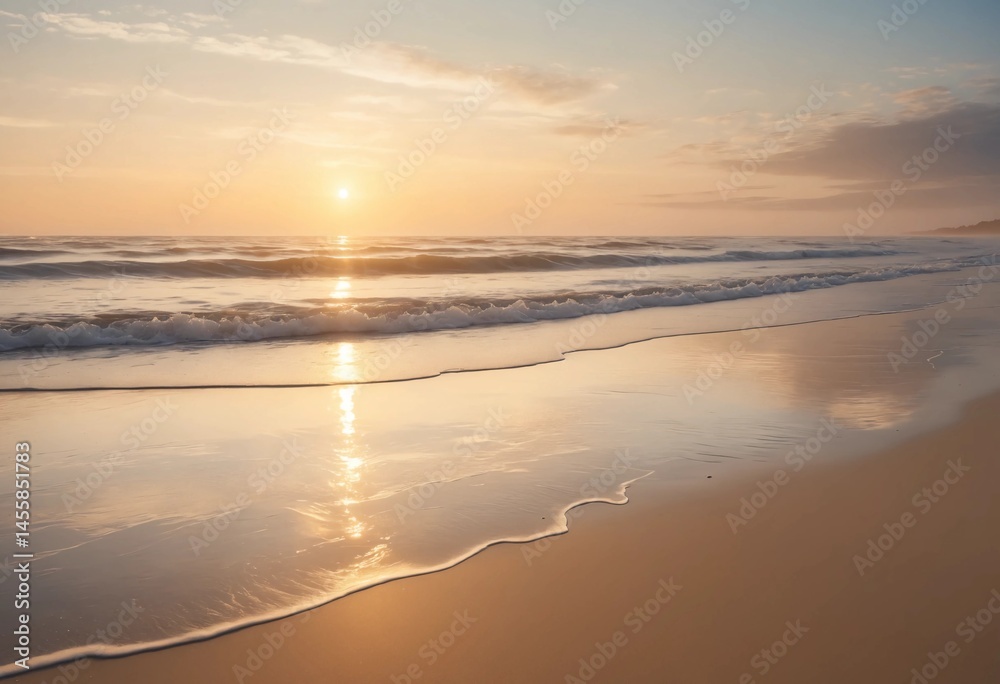 Fototapeta premium Beautiful scene of a pretty sunset over the ocean, featuring a majestic ship sailing against a backdrop of fiery colors, evoking a sense of adventure and romance in the twilight.