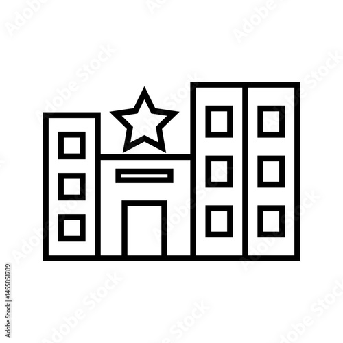 hotel in three star style with white background