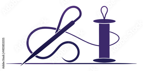 needle and thread icon silhouette sewing vector illustration