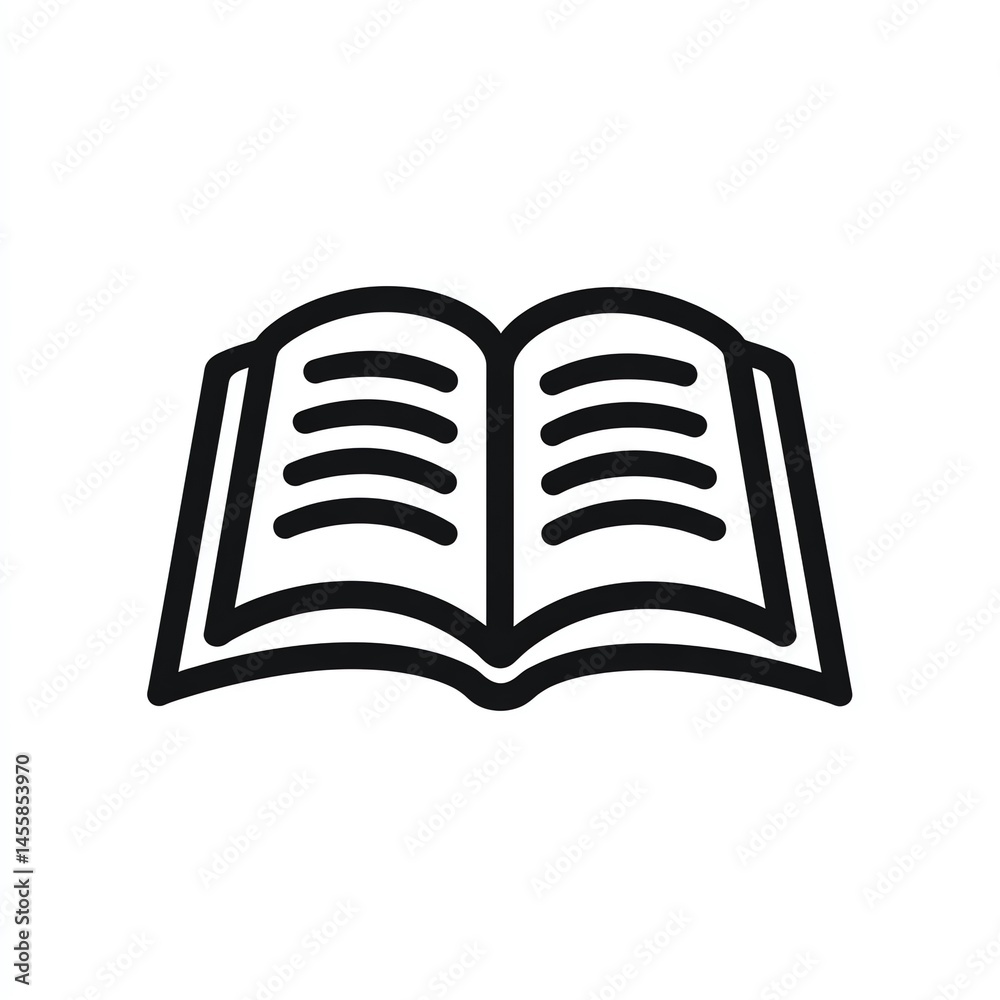 Open Book Icon A Simple, Bold Graphic Depicting Knowledge and Learning Open Book Icon A Simple, Bold Graphic Depicting Knowledge and Learning