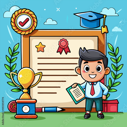 Happy Graduate Holding Diploma. Celebrating Success