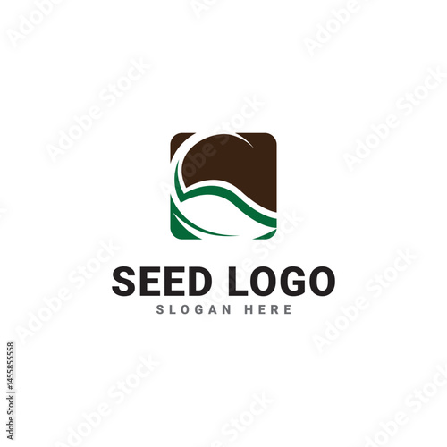 Growing seed logo design template. Fit for wheat farm, natural harvest, agronomy, rural country farming field.
