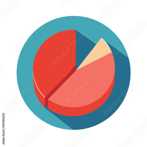 Isometric pie chart representation on a teal circle illustrating business data and analytics