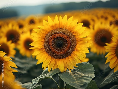 Golden Bloom: A Sunflower Field Symphony of Color and Light