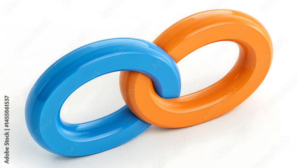 3D Render of Interlocking Links Symbolize Connection, Partnership, and Unity 3D Render of Interlocking Links Symbolize Connection, Partnership, and Unity