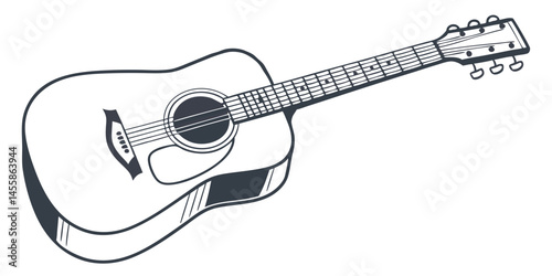 guitar icon silhouette acoustic style vector illustration
