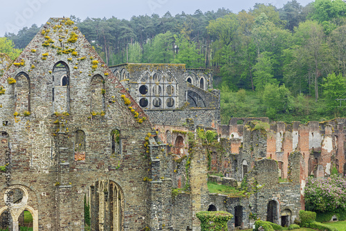 An overview of the ruins of Villers Abbey, the remains of a Cistercian abbey abandoned in 1796