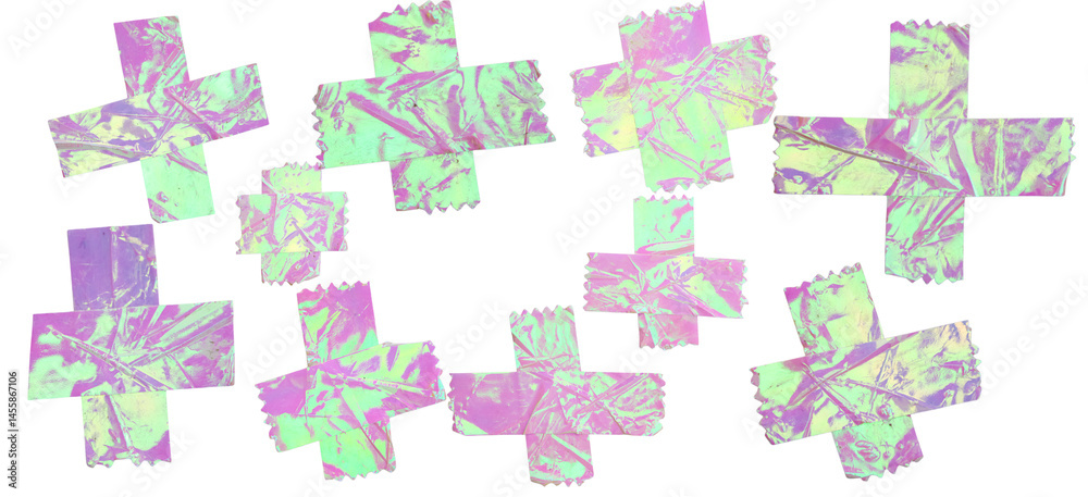 Holographic Pastel Foil Tape Crosses Set Illustration for Scrapbooking and Decorative Design Holographic Pastel Foil Tape Crosses Set Illustration for Scrapbooking and Decorative Design