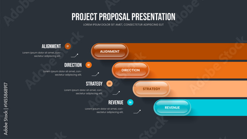 Investor Forecast 4 Option Infographic Presentation Design. Company Proposal Slideshow Layout Vector Illustration. Digital Portfolio Four Element Diagram Slide Template.