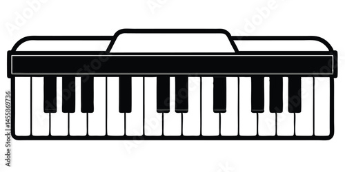 piano keyboard icon silhouette simple vector illustration