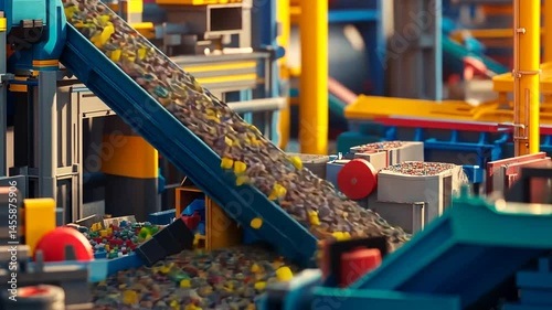 Wallpaper Mural Automated Manufacturing of Toy Blocks Conveyor System in Factory Setting Torontodigital.ca