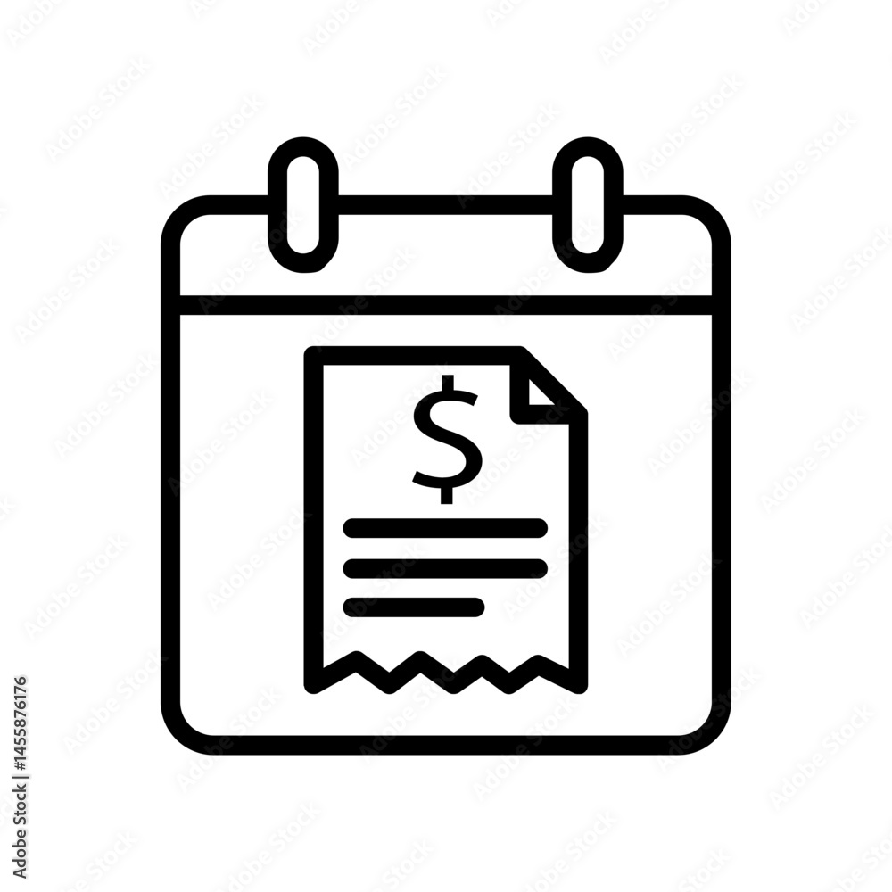Fototapeta premium Billing calendar icon with invoice document