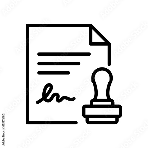 Signed contract document icon with stamp