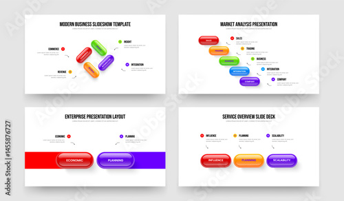 Investor Visualization 4 5 2 3 Option Infographic Frame Layout Set. Service Forecast Four Five Two Three Element Diagram Slide Design Vector Illustration Collection.