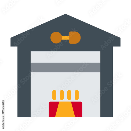 Firefighter Garage Vector Design Icon Style
