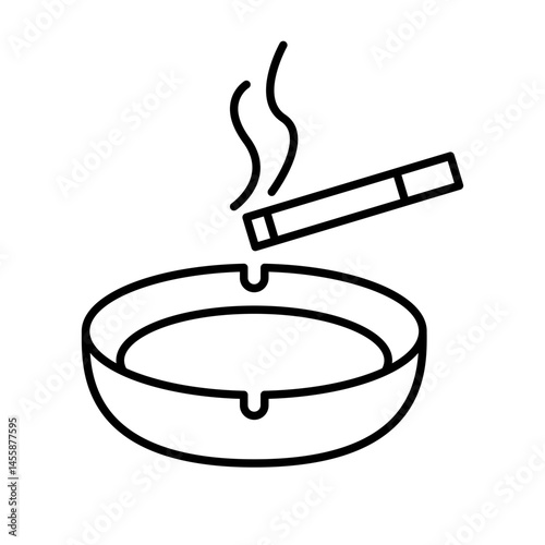 Simple ashtray and cigarette icon. Vector.