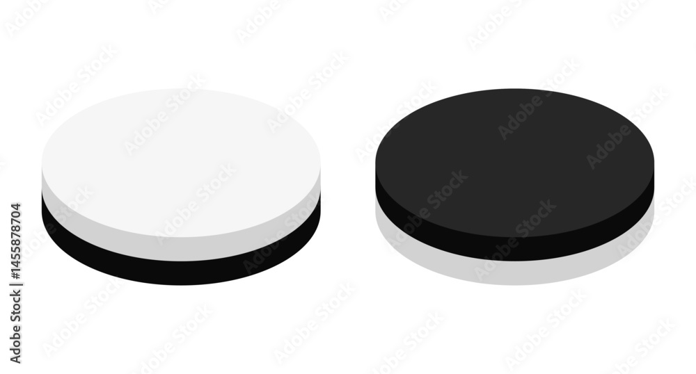 Φωτογραφία Black and White Reversi Game Piece icon set. Vectors.