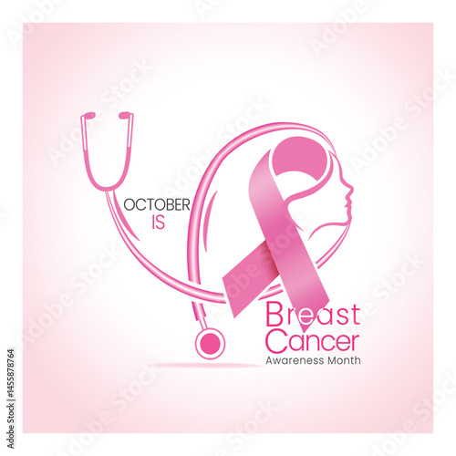 Breast cancer awareness pink ribbon. Banner template design. During October, which is Breast Cancer Awareness Month, this ribbon is widely used