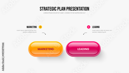 Modern Campaign 2 Option Infographic Frame Layout. Service Profile Presentation Design Vector Illustration. Corporate Launch Two Step Diagram Slideshow Template.
