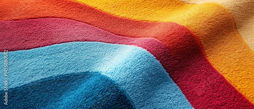Multilayered terrycloth shows vibrant, soft texture in abstract composition.