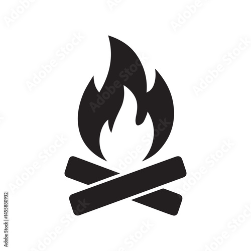 Campfire Silhouette Vector Icon Symbol 