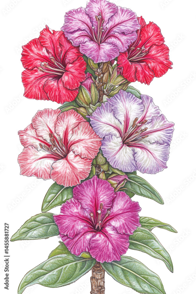 Vibrant cluster of flowers in shades of pink, red, and purple Vibrant cluster of flowers in shades of pink, red, and purple