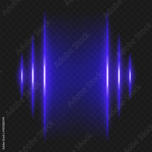 Soundwave. Blue vertical spikes glow on black, creating mirrored audio signal or equalizer chart effect, resembling music or voice visualization.