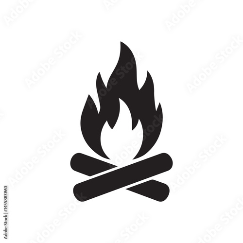 Campfire Silhouette Vector Icon Symbol 