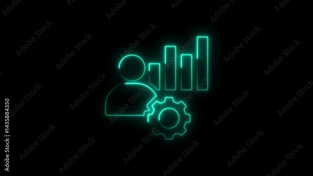 Glowing neon animation of user profile data analysis and system integration Glowing neon animation of user profile data analysis and system integration