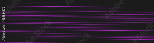 Glowing purple light trails creating layered motion blur on dark background. Perfect for futuristic UI, digital speed elements, or sci-fi data animations.