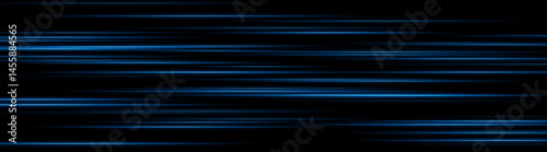 Glowing Blue light trails creating layered motion blur on dark background. Perfect for futuristic UI, digital speed elements, or sci-fi data animations.