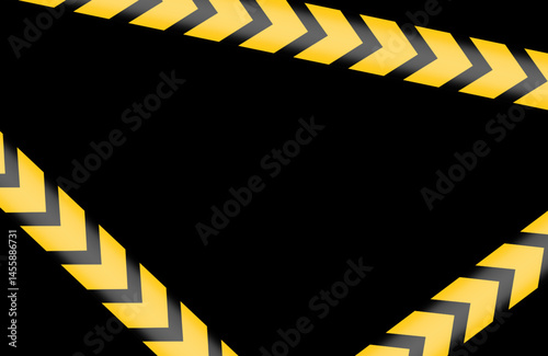 Vector of yellow striped police tape in seamless pattern, black - transparent