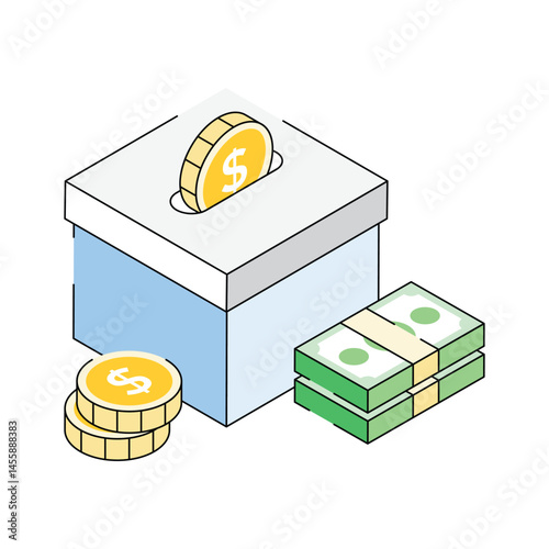 A well designed isometric icon of donation box