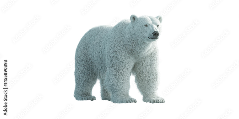 Fototapeta premium Polar Bear Standing. Symbol Of Arctic Wildlife And Climate Change Awareness Isolated On Transparent Background
