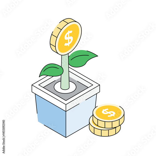 Download out modern isometric icon of investment growth