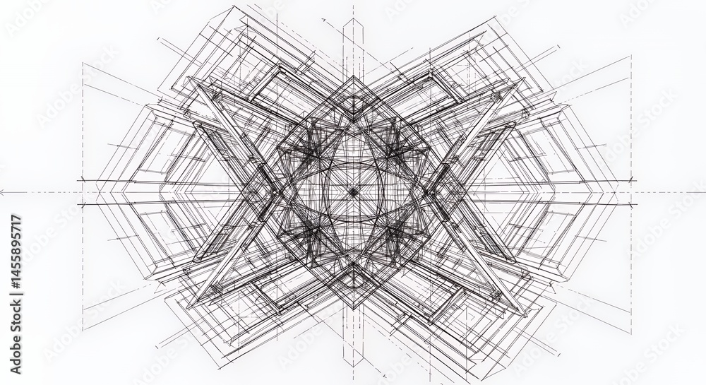 Abstract Architectural Sketch: A Geometric Composition of Lines and Shapes Abstract Architectural Sketch: A Geometric Composition of Lines and Shapes