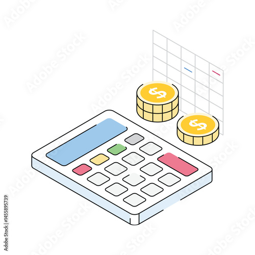 A well designed isometric outline icon of estimate