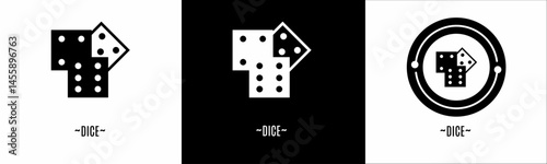 Dice logo set. Collection of black and white logos. Stock vector.