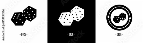 Dice logo set. Collection of black and white logos. Stock vector.