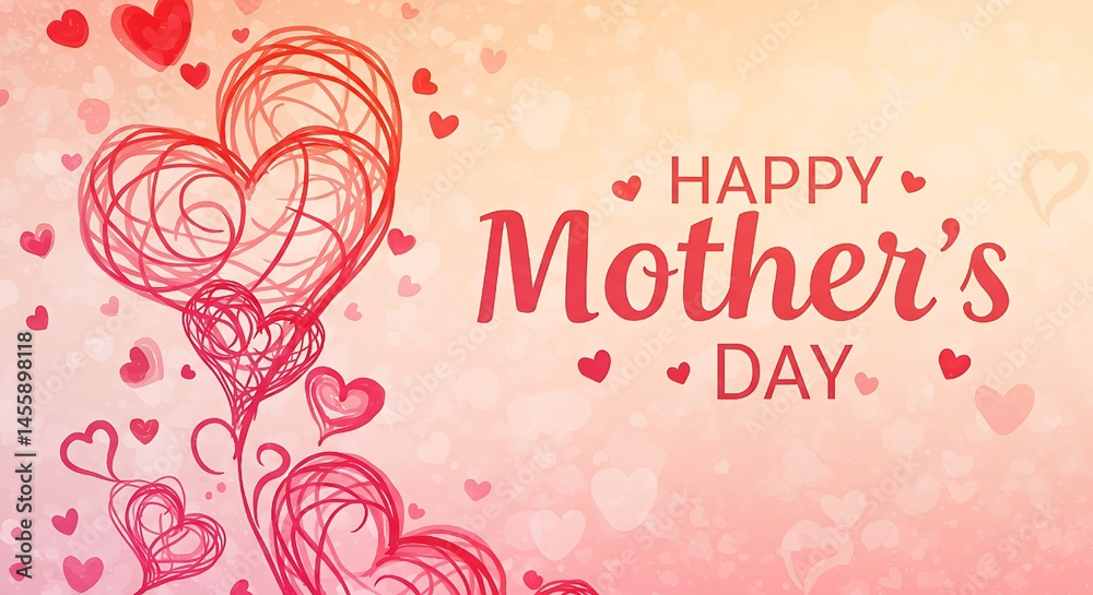 background with hearts happy mother's day