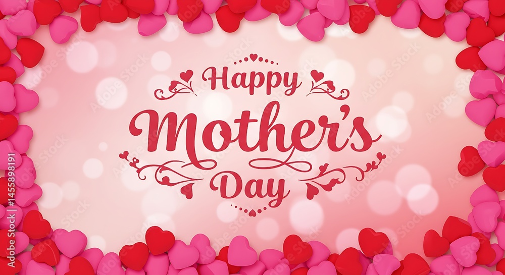 background with hearts happy mother's day