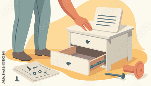 handyman repairing desk drawer