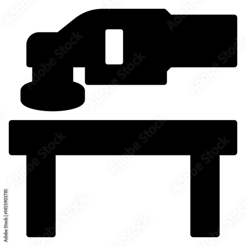 Sanding surface solid icon graphic power tool on table furniture. 42 pixels editable