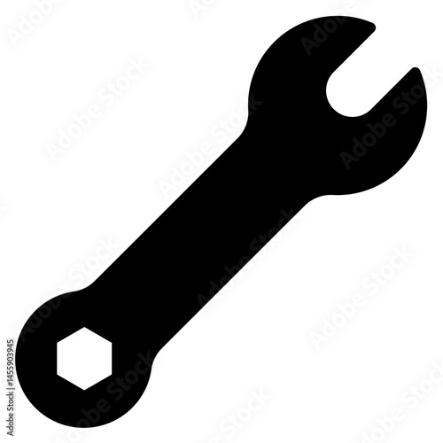 Wrench Icon solid Drawing for Mechanical or Construction Use. 42 pixels editable