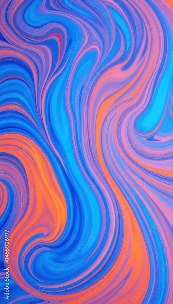 Obraz premium Abstract swirling blend of blue and orange hues creating a dynamic, vibrant backdrop, pattern, swirl, texture