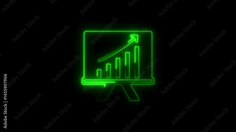 Animated green neon financial presentation graph showing business growth and success Animated green neon financial presentation graph showing business growth and success
