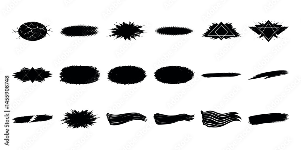 Fototapeta premium Abstract Grime Borders and Textured Design Elements - Grungy Ink Brush Frame Set