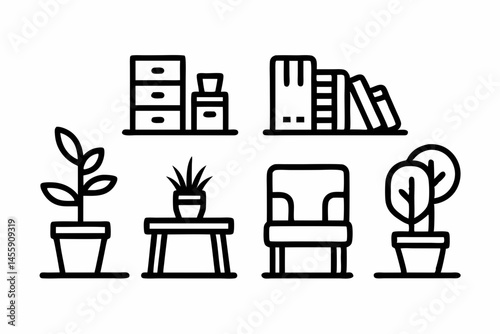 Chair Table and Furniture Icon Set
