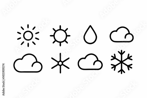 Cloud Sun Snow Weather Icons Set
