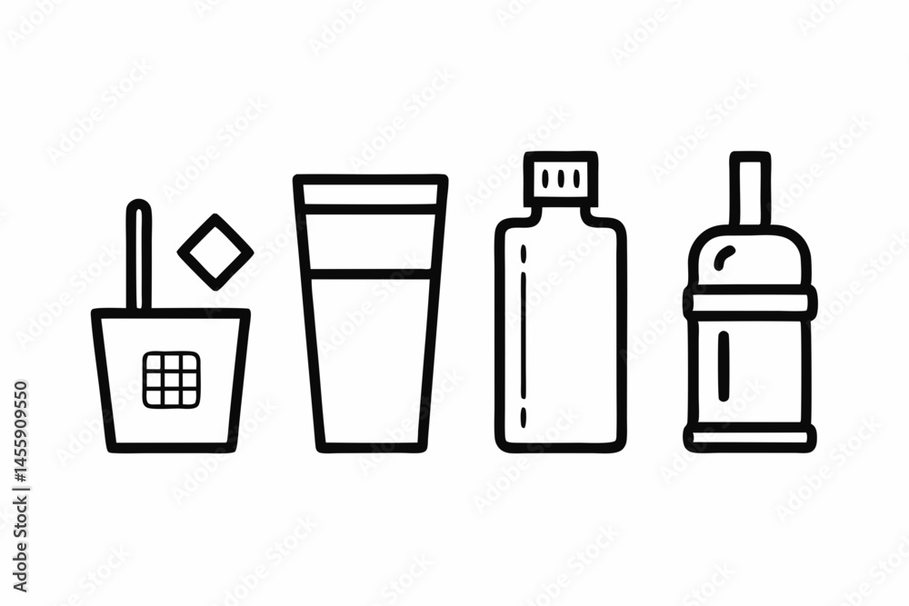 Glass of Water Line Art Icon Glass of Water Line Art Icon